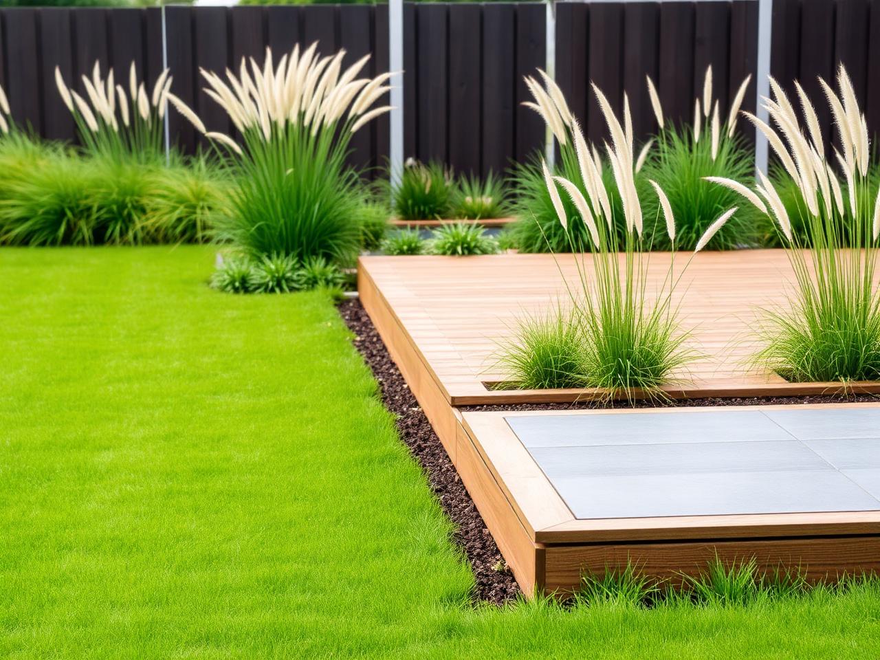 Complete tuinaanleg met gazon, beplanting en vlonder